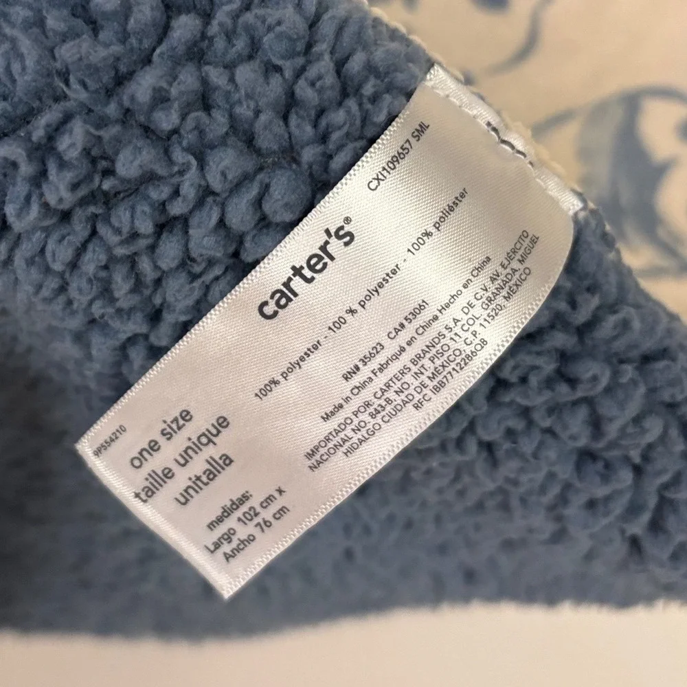 Baby Blanket Panda Sherpa Carters Blue Cream Lovey Replacement Sherpa Nursery